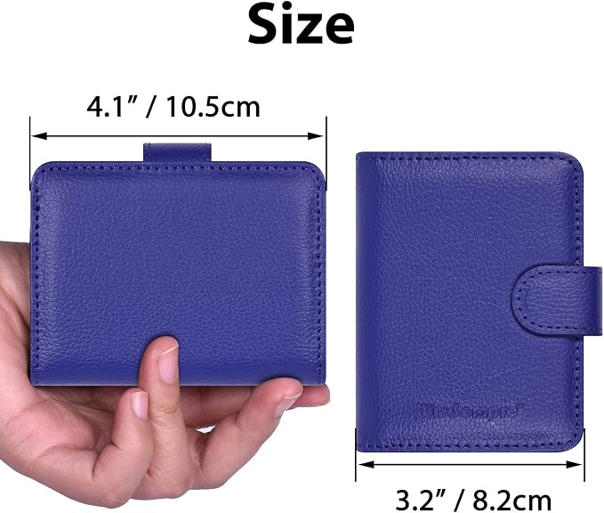 Wisdompro Credit Card Holder, RFID Blocking Wallet Debit Card Protector | Slim Leather Credit Card Organizer Case, Card Case with Magnetic Closure, 20 Card & 7 Memory Card Slots - Vertical Blue