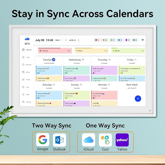 Digital Calendar, 15.6" Smart Wall Touchscreen Interactive Display for Family Schedules, Chore Charts, Achievement Rewards Multi-Phone Two-Way Sync Wall Planner Digital Photo Frame