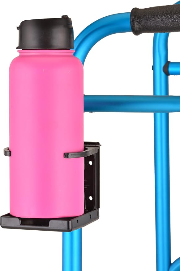 NOVA Cup Holder for Walker, Rollator, Transport Chair, Wheelchairs – Universal Fit on Round Tube Only, Adjustable & Foldable Drink Holder (Pack of 2)