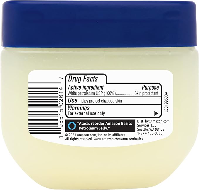 Amazon Basics Petroleum Jelly White Petrolatum Skin Protectant, Unscented, 7.5 oz, 1-Pack, (Previously Solimo)