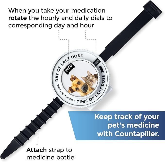 Track, Remind, & Organize Pills. Medication Compliance. Optimize Your Dosage & Stay On Top of Prescriptions AM/PM - Daily & Hourly (Pets) Pill Medication Organizer Tracker