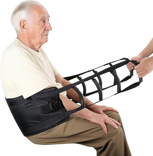 Transfer Sling for Seniors, Gait Belt for Elderly & Disabled, Patient Medical Aid Lift Assist with Handle Anti-Slip Pad Seatbelt, Mobility Lifting Strap for Home Bed Wheelchair Floor Device