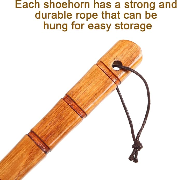 Premium Wooden Shoe Horn, 1 PCS Shoehorns Durable, 13" Long Handle Shoe horns, Lazy Shoe Helper Spoons for Seniors, Kids, Pregnancy, Men, Women