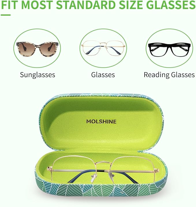 molshine Hard Shell Sunglasses Case,Classic Large Glasses Case for Women Men,Sunglass Eyeglasses