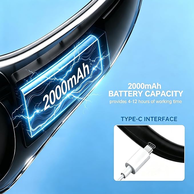 Portable Neck Fan,Rechargeable Personal Fan with 3 Speeds for Summer | Adjustable Width Neckfan, Birthday Gifts for Men Women Mom Dad, Hands Free Cooling Fan(Black)