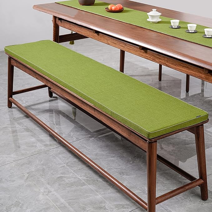 Cushion Custom Size for Bench, Customize Cushion for Indoor Outdoor Patio Furniture Window Seat, Linen Cover with Zipper and 45D High-Resilience Foam Insert (Custom Sizes, Green)