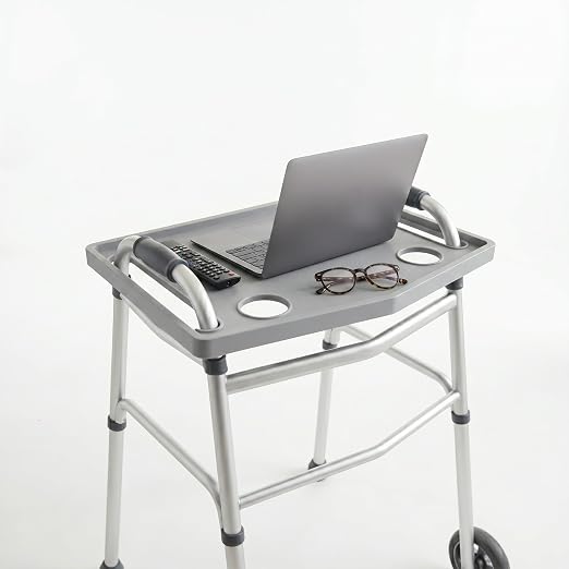 Bluestone Walker Tray- Upright with Holders-Universal Table Fits Most Standard Folding Walkers-Home Mobility Medical Equipment Accessories, 1 Count (Pack of 1) | Mobility Table Tray Fits Most Standard Folding Walkers, Home Mobility Medical Equipment Ac...