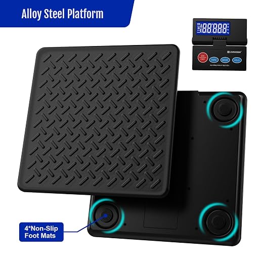 UNIWEIGH 440lb Postal Scale 10g Accuracy Digital Shipping Scale | Postage Scale with Alloy Steel Platform,USB-A/Battery Power,LCD/Tare/Hold/Auto-Off,Mail Scale for Small Business Packages
