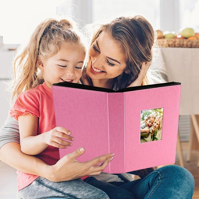 Ywlake Photo Album 4x6 300 Pockets, Leather Photo Albums Holds 300 Horizontal Only Pictures Pink