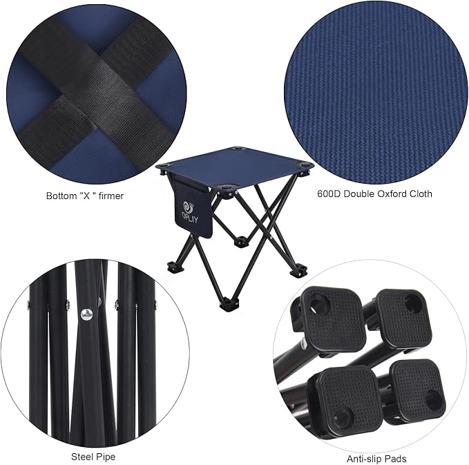 Camping Stool 2 Pack,13.5 Inch Portable Folding Stool for Outdoor Gardening and Beach Hiking Fishing,Foot Stool with Carry Bag (Blue)