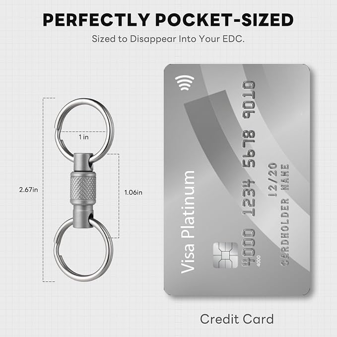 FEGVE Titanium Quick Release Keychain, Detachable Pull Apart Key Chain | Easy Access, Tangle-Free 360° Swivel, Rustproof and Durable, for Valet Car Home Key Storage