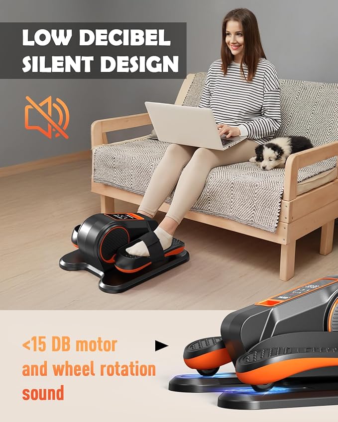 Yagud Under Desk Machine, Electric Elliptical Leg Exerciser for Senior, 13 Adjustable Speeds Quiet and Portable Seated Pedal Exerciser for Training with Remote Control