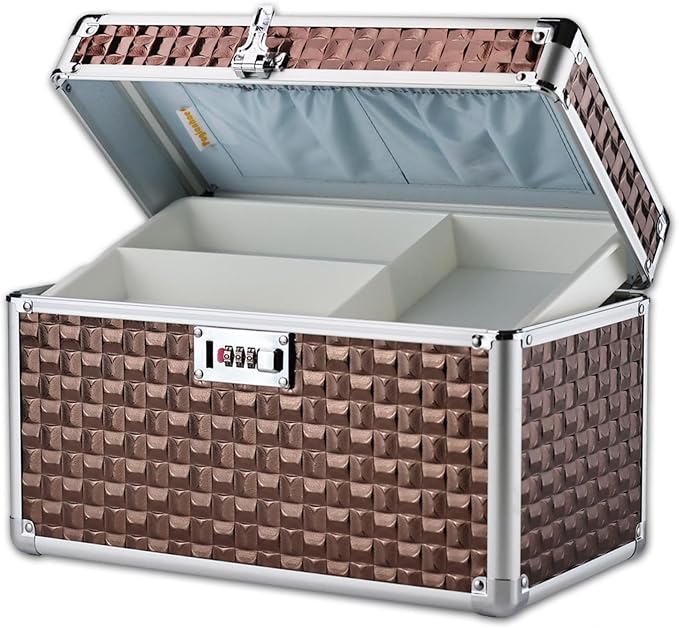 Medicine Lock Box with Code, Secure Multipurpose Locking Box | Portable Combination Storage Lockbox, Childproof Medication Organizer Case, Portable First AidBox with Removable Utility Tray