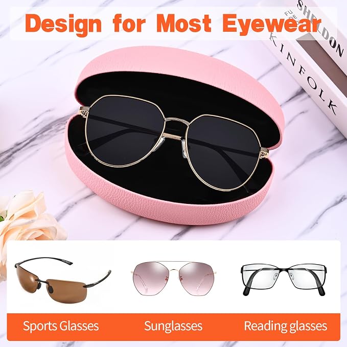 CHZZMS 2 PACK Large Hard Shell Sunglasses Case, Protective Case For Sunglasses and Eyeglasses