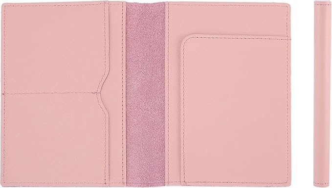 STAR VISTA Albatross Leather Travel Passport Holder, Minimalist Design, Calfskin Leather Case for Women and Men - Slim Passport Wallet, Bifold, RFID Blocking, Pale Pink