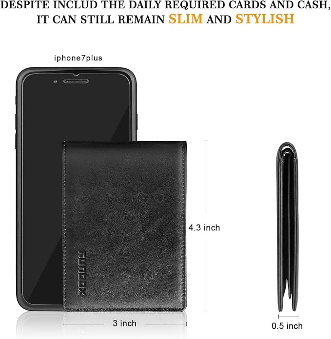 RUNBOX Wallet for Men -Slim Rfid Leather Mens Bifold Novelty Wallets 2 ID Window With Gift Box Men's Accessories | Minimalist Front Pocket Design, Holds 15 Cards, Large Capacity with Cash Pocket,Compact and Thin, Birthday Gifts for Men