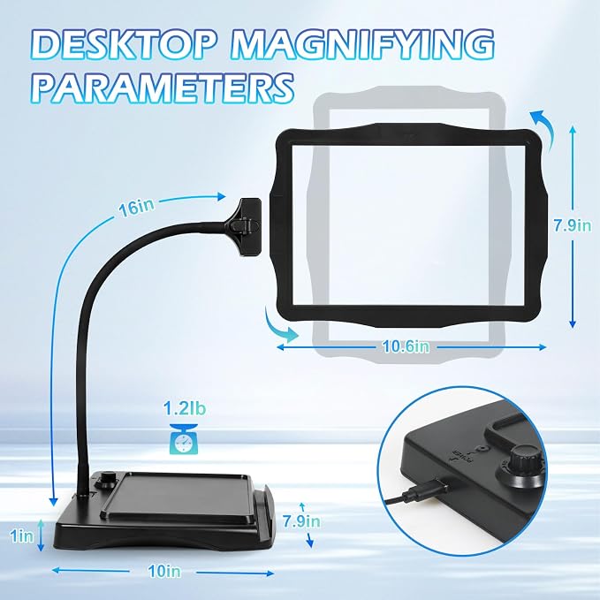 Magnifying Glass with Light and Stand 50 Ultra-Bright LEDs Large Magnifying Lamp 360° Flexible Gooseneck Magnifying Glass with Stand Hands Free Magnifier Glasses for Sewing Reading Crafts Seniors | Hands Free Large Full Page Desk Magnifying Lamp with 5...