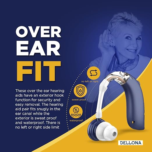 DELLONA High-Performance Hearing Aids for Seniors, OTC Rechargeable Hearing Aid for People with Severe Hearing Loss with Intelligent Noise Reduction (Pair), 4 Modes - Comfortable Hearing Aid devices for elderly, Over The Counter Hearing Aids