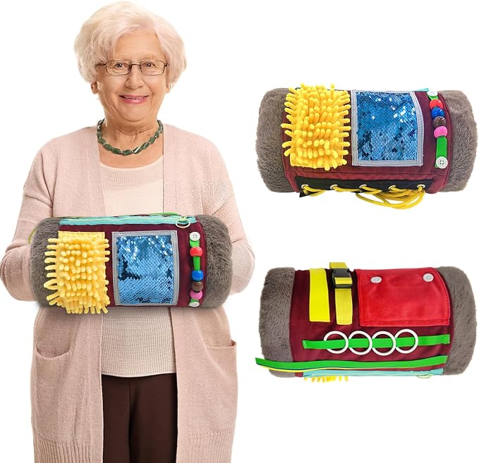 Fidget Blanket and Muff for Adults with Dementia, Fidget Blanket for Alzheimers Dementia Activities Products, Sensory Fidget Toys, Anxiety Relief