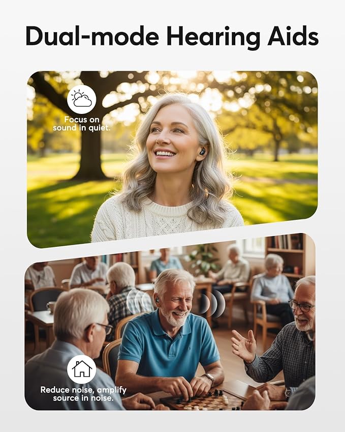 Karthus Rechargeable Hearing Aids for Seniors, OTC Hearing Aids with Hearing Loss, Clear Sound & Noise Reduction,80Hrs Long-Lasting Battery, Comfort & Invisible Design for Adults & Elderly, Black