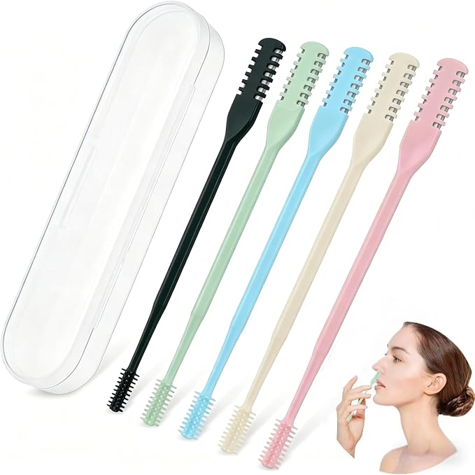 5-Pcs Nose Hair Trimmer 2-in-1, 2026 New Double-Sided 360° Rotating Manual Nasal Hair Cutter, Portable Nose Trimmer for Men & Women, Reusable Easy-to-Clean Hair Remover