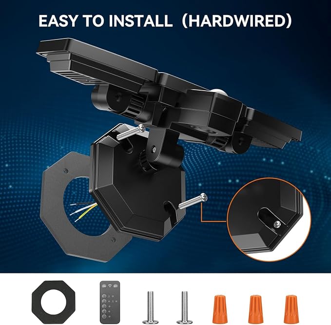 LED Security Lights Motion Sensor Outdoor Lights, 6500K Daylight, IP65 Waterproof, Dusk to Dawn, 3-Head Motion Detected Flood Light for Garage, Yard, Porch