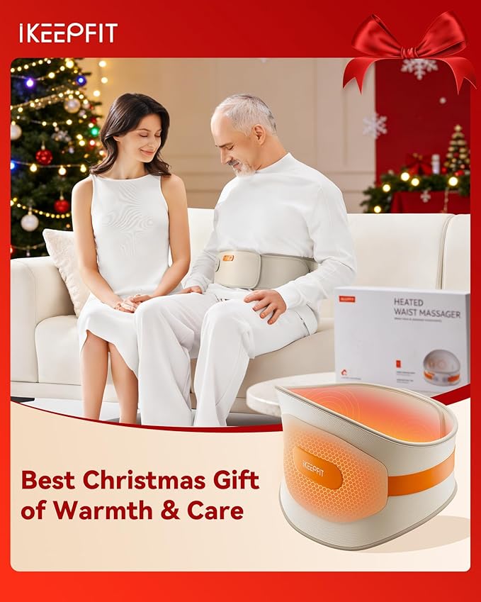 IKEEPFIT® Heating Pad for Back Pain Relief: MAXwarm® 3.0, Portable Cordless Heat Pad with Massager for Period Cramps, 8000mAh Large Battery, FSA Eligible HSA, Christmas Gift for Women Men 90-310 lbs