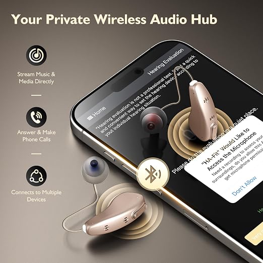 Rechargeable OTC Bluetooth Hearing Aids for Seniors, App Control | Mild to moderate hearing loss, invisible, power with up to 24 hours per charge