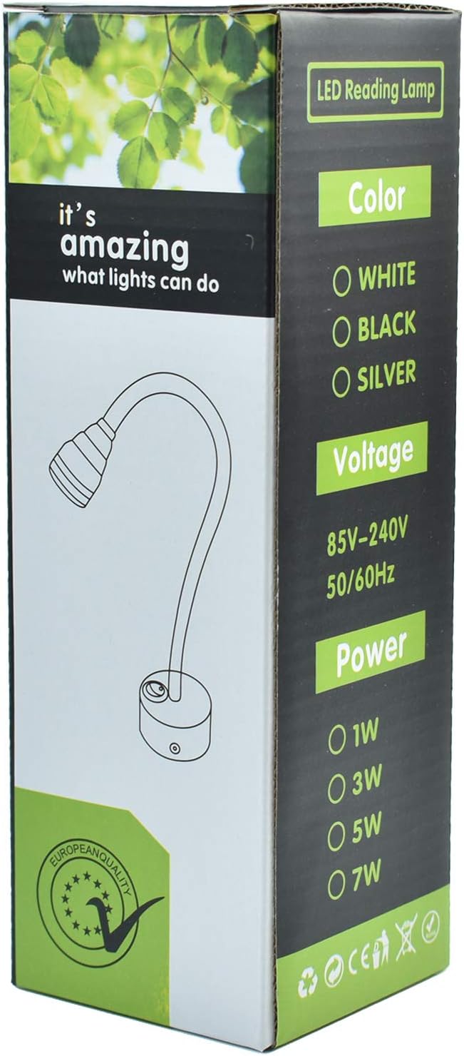 Black Bed Reading Lamps Sconce Wall Mounted Working Focus Light Bedside Headboard Flexible Gooseneck Corded Home Hotel use