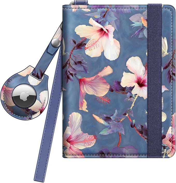 FINTIE Passport Holder with Airtag Holder, Slim Travel Wallet | RFID Blocking Passport Cover Protector Essentials with Credit Card Slots, Women/Men