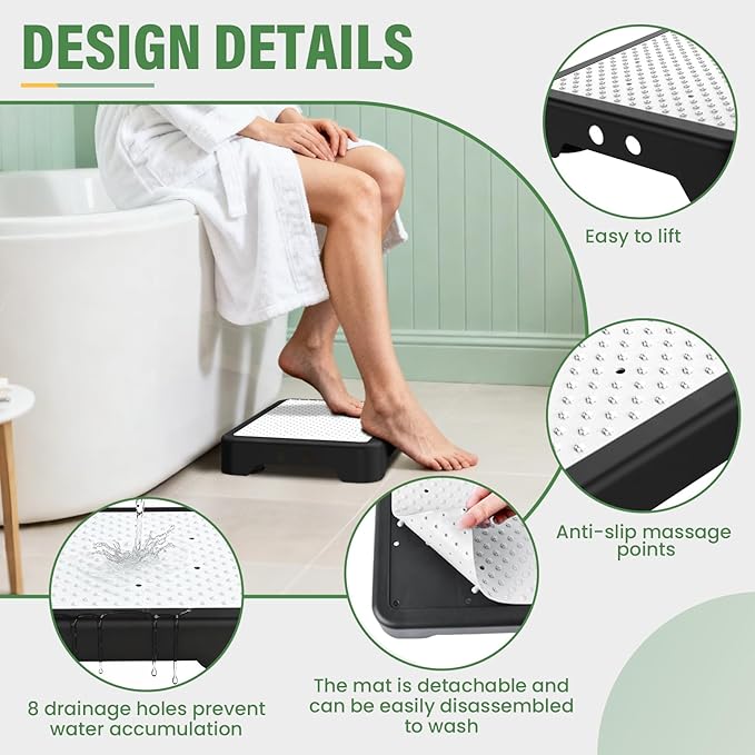 SOYO Mobility One Step Stool, Heavy Duty Indoor Outdoor Non-Slip Small Step Platform Assistive Device for Adult Elderly, Standing Support and Step Riser for Car, Bed, Door, Stair, Bathroom Black-White