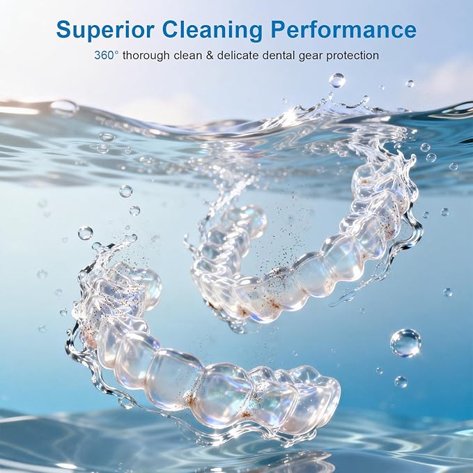 Ultrasonic Retainer Cleaner, 45kHz Retainer Cleaner Machine 4000mAh for Denture, Night Guard, Mouth Guard, Aligner, Brace 24W Dental Cleaning Pod with 4 UV Lights, 200ml Multiple Cleaning Modes