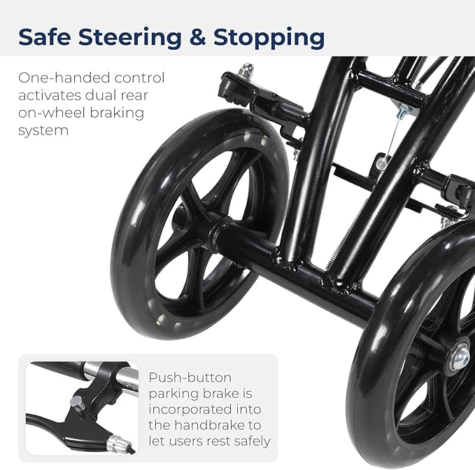 Drive Medical 796 Adjustable Height Steerable Knee Walker Knee Scooter Leg Walker Crutch Alternative, Dual Pad with Basket and Hand Brake 350 Pound Weight Cap