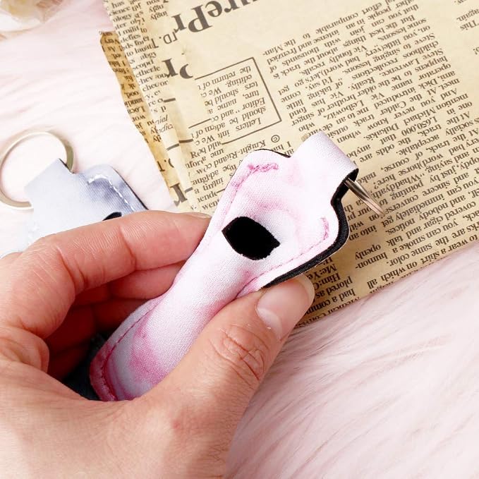 Pengxiaomei 3 Pcs Chapsticks Holder Keychain for Lipstick, Stocking Stuffers for Teen Girls Women Small Christmas Gifts