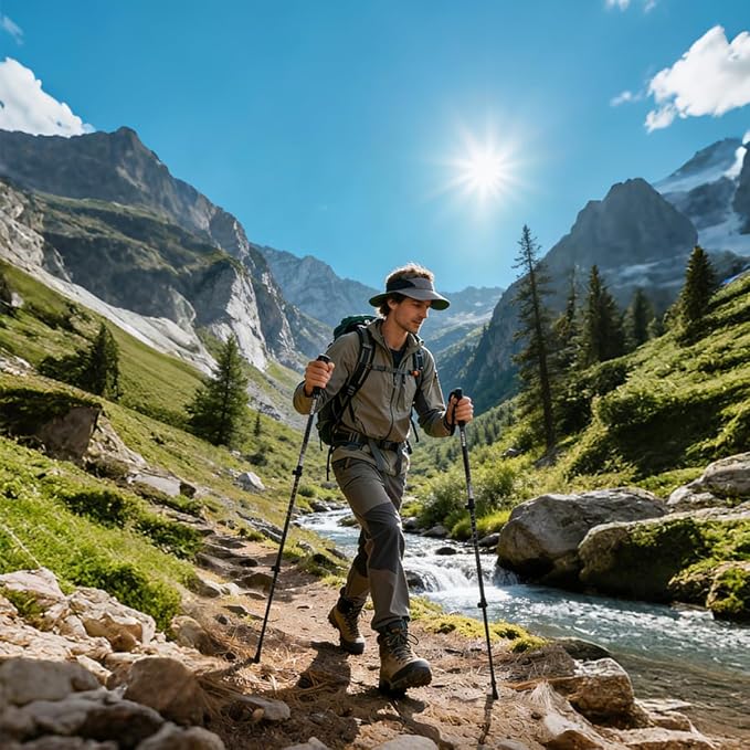 FireHiking Telescopic Hiking Poles 2 Pack Lightweight Walking Trekking Poles Adjustable Hiking Sticks for Women, Men, Seniors