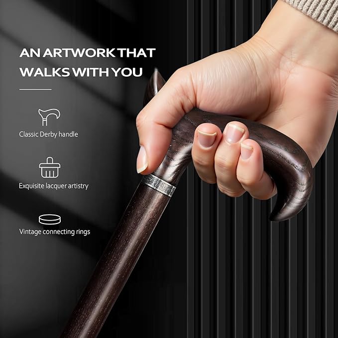 Walking Cane, Available in Multiple Inches Wooden Cane Support up to 500 Lbs, Suitable for Fancy Wooden Walking Cane for Men and Women with Extreme Demands