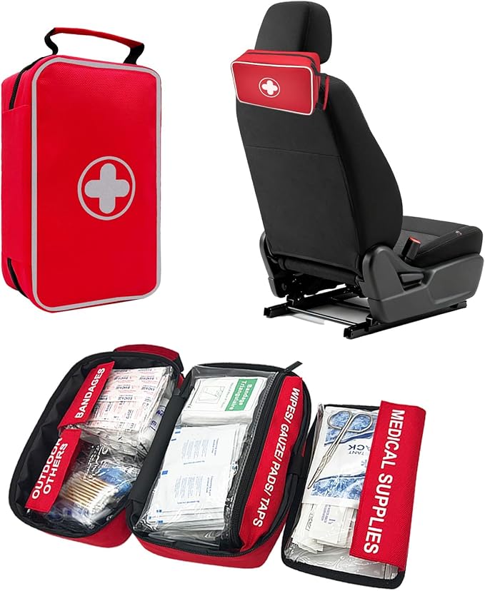 NENYX 350 Piece First Aid Kit for Car, Home, Travel, Camping, Truck, Hiking, Sports, Office, Vehicle & Premium Waterproof Compact Trauma Medical Kits (Red)
