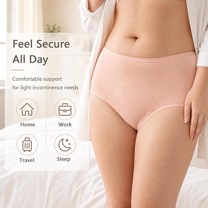 Incontinence Underwear for Women, Reusable Washable Protective Briefs,S | Cotton, Plus Size, Overnight Panties, for Womens Adult Elderly, Multicolored, 6Pcs