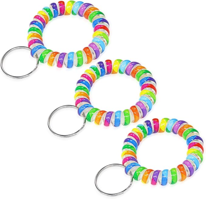 Spiral Coil Keychain, Anti-lost Key Chain Holder Lanyard Cord for Sauna Outdoor Sports and Gym Pool