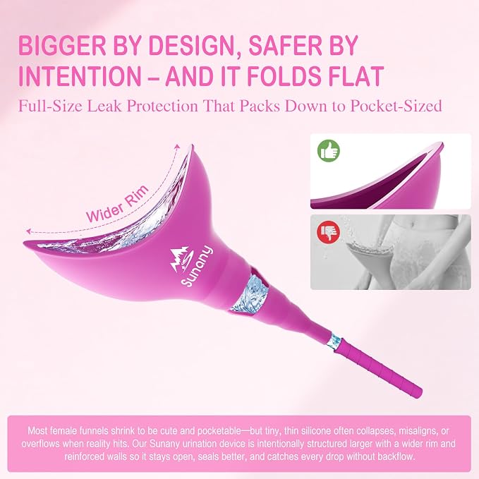 Female Urination Device, Reusable Female Urinal Silicone Women Pee Funnel | Women to Pee Standing Up, The Perfect Companion for Camping,Travel travel outdoor, folds compact, easy rinse
