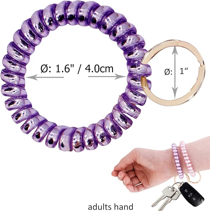 BIHRTC Stretchable Wristband Wristlet Keychain Elastic Coil Spring Spiral Key Chain for Gym Pool Sauna Outdoor Activities