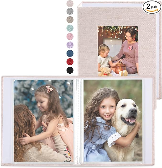vivinin 2 Pack Photo Album 4x6, Linen Cover Photo Book, Small Photo Album Book for 36 Pockets Hold 72 Pictures, Picture Book for Photos Family Anniversaries Baby Vacations (Off-White)