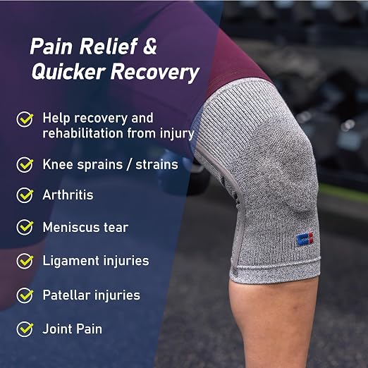 Comforband Premium Recovery Knee Compression Support – Germanium & Bamboo Charcoal Infused Knee Brace for Improved Circulation, Joint Stability, and Pain Relief (Large)