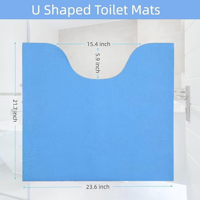 Disposable Toilet Mats for Effort-free Hygiene and Upgraded Bathroom Comfort, Suited for Elders, Children, Women, and Alzheimer's Patients, U-Shaped Absorbent Toilet Floor Mat (25 pack)