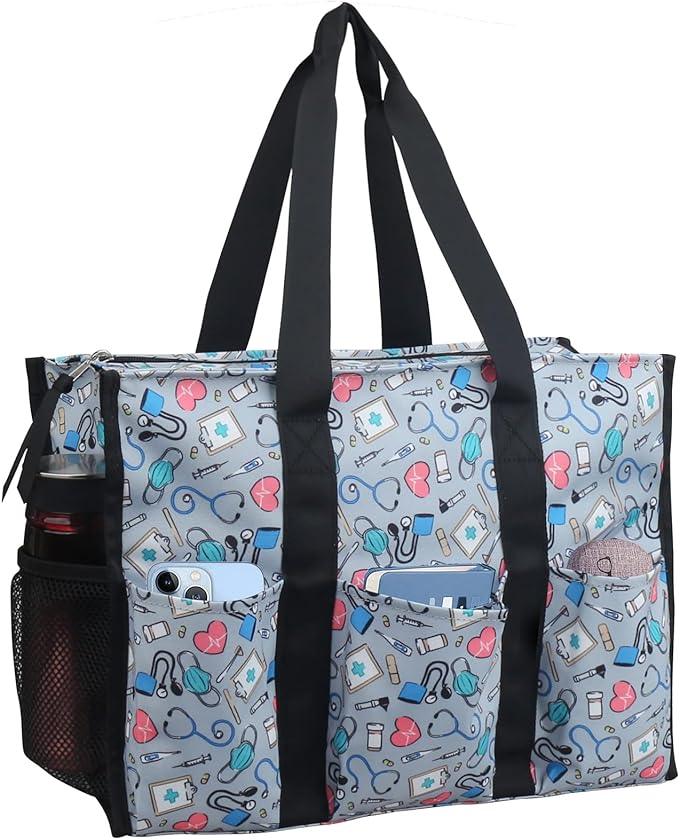 ABAMERICA Nurse Bags for Work Nursing Bag Multiple Pockets Waterproof Organizing Zip Top Clinical Bag for Nursing Students