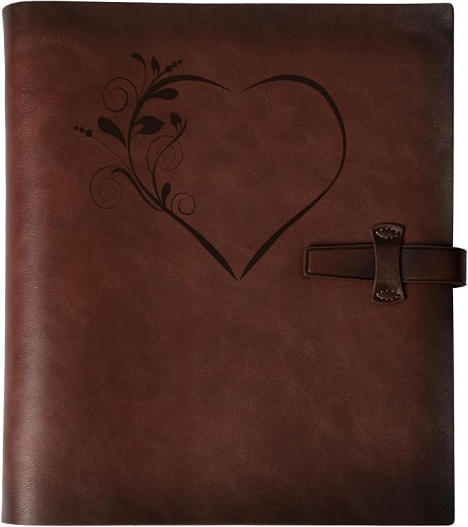 Photo Album 4x6 300 Photos, Genuine Leather Photo Albums with Writing Space with 30 Writing Paper, Travel Family Wedding Kids Graduation Ultrasound Baby Picture Album Scrapbook Photo Album（LOVE）