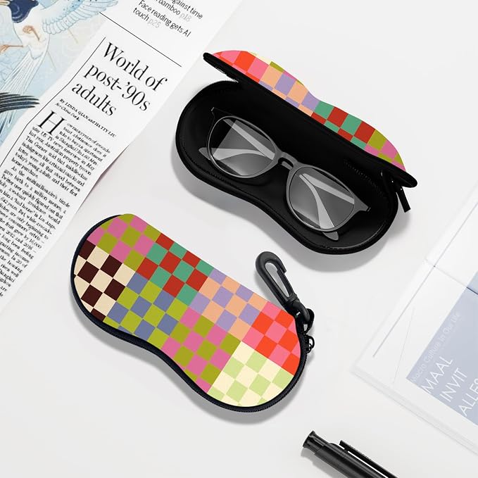 Sunglasses Soft Case, Ultra Light Portable Neoprene Zipper Glasses Case for Men Women