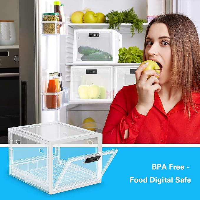 BUG HULL Large Capacity Medication Lock Box, Fridge Lock Box for Medicine Safe, Locking Medicine Box with Code for Snack, Food and Home Safety