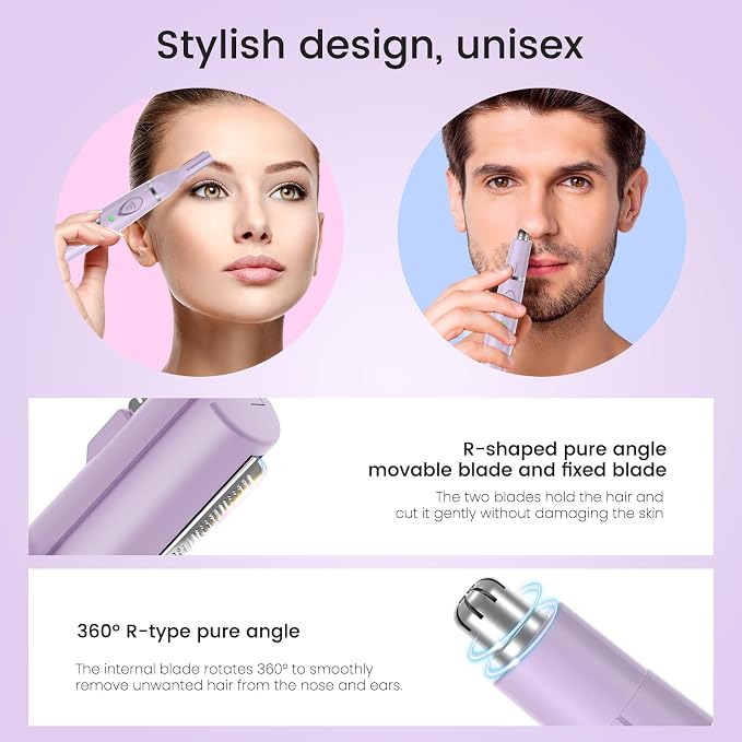 Nose Hair Trimmer for Women and Men，Rechargeable USB Eyebrow Hair Trimmer | 2026 Professional 2 in 1 Painless Washable Facial & Ear Hair Trimmer with Powerful Motor and Low Noise