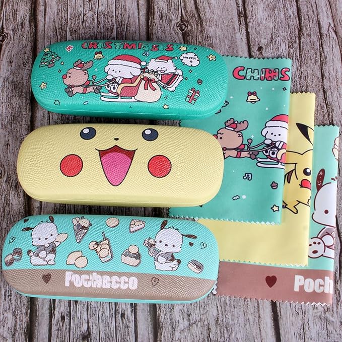 ADBGV Cute Stylish Hard Shell Eyeglasses Cases Protective Case Storage Box With Glasses Cloth Eyeglass Strap for Girl Teen